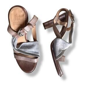 Brunello Cucinelli wrap sandals heels comfortable strappy leather neutral sz 8